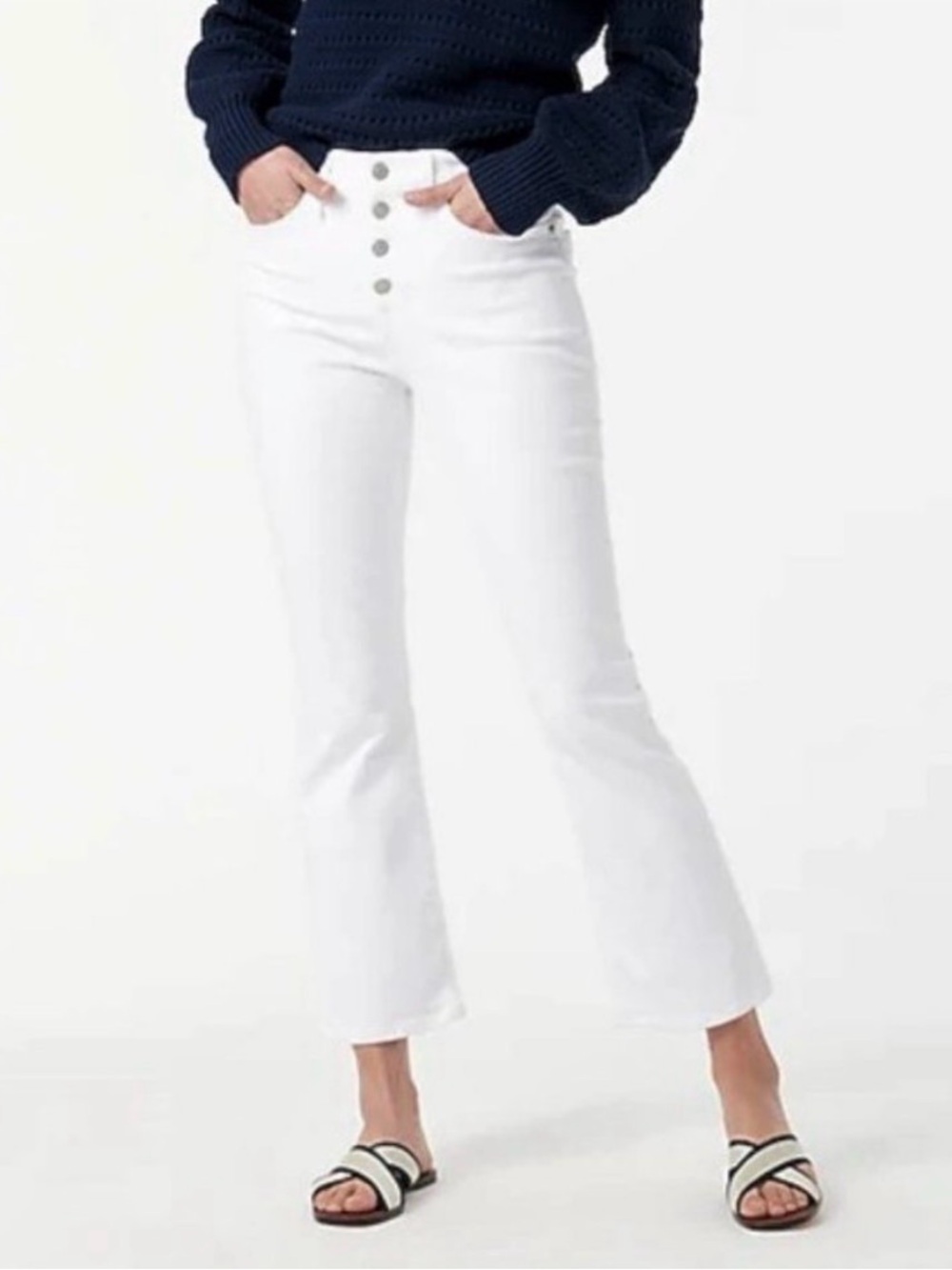 J Crew 10" Billie Demi-Boot Crop Jean in White Size 30